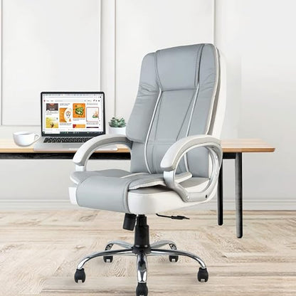 Ergonomic Leatherette Executive High Back Revolving Desk Office Chair (Grey)