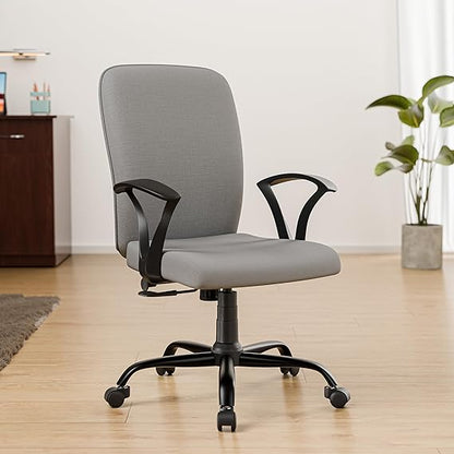 Mid Back Mesh Ergonomic Home Office Desk Chair with Comfortable & Spacious Seat, Rocking-tilt Mechanism & Heavy Duty Metal Base (Grey)