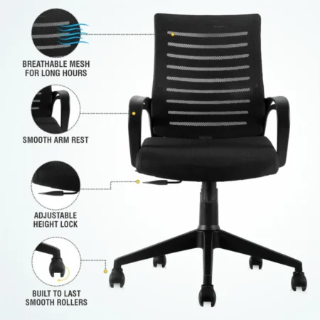 Mid Back Office Chair for Work from Home - Image 2
